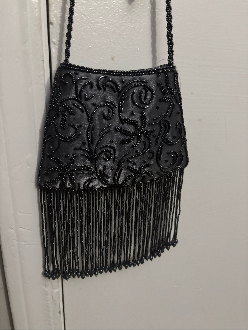 Cache Black Beaded Fringe Crossbody Bag - Picture 2 of 3